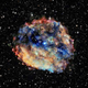 La vaca (que no se muestra aquí) podría ser un agujero negro o una estrella de neutrones como la que está en el centro del remanente de supernova RCW 103 (mostrada)